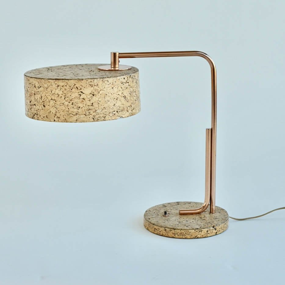 KURT VERSEN CORK AND ROSE GOLD LAMP
