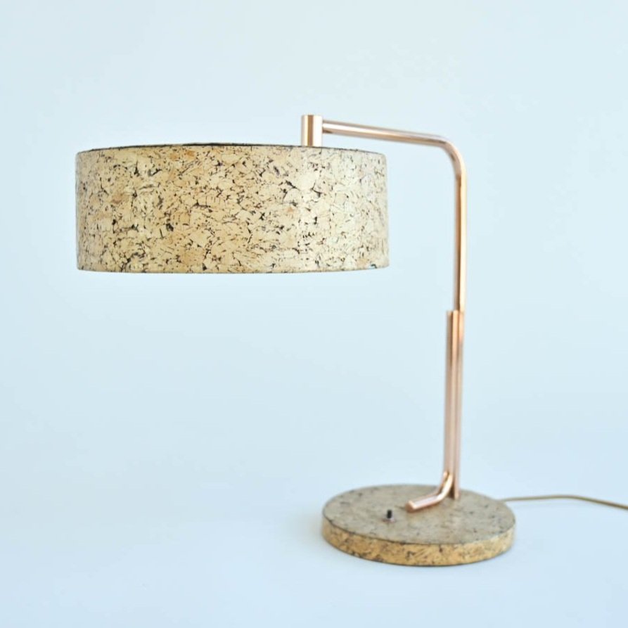 KURT VERSEN CORK AND ROSE GOLD LAMP