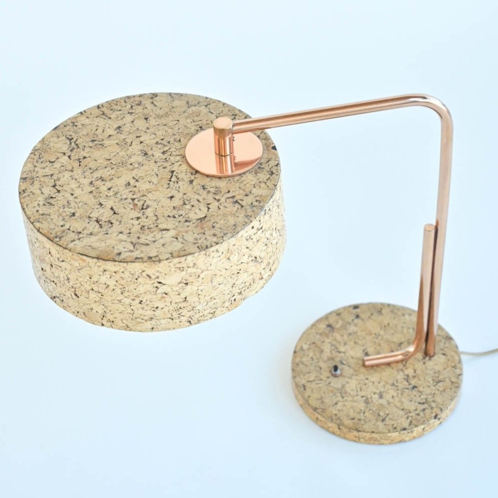 KURT VERSEN CORK AND ROSE GOLD LAMP