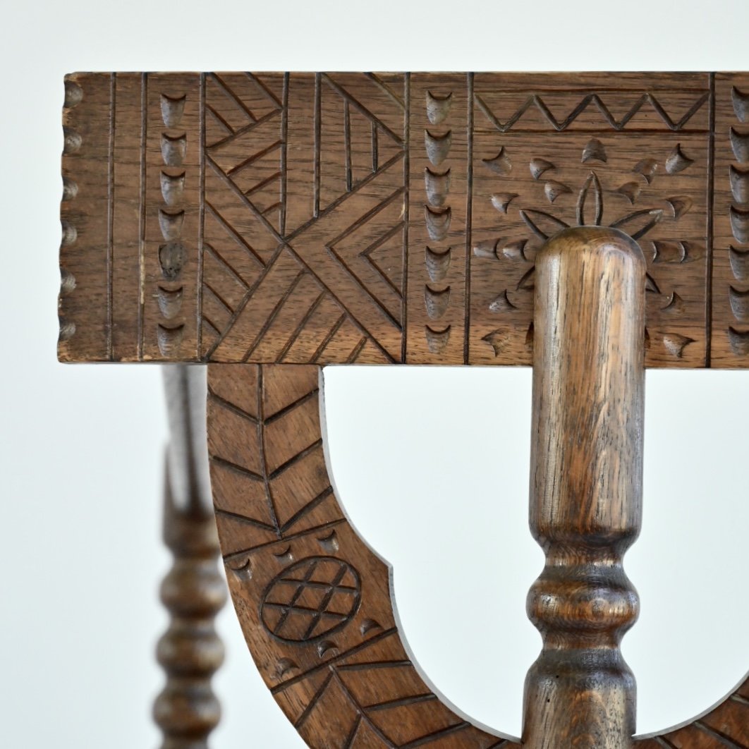 PAIR OF CARVED NORDIC MONK CHAIRS
