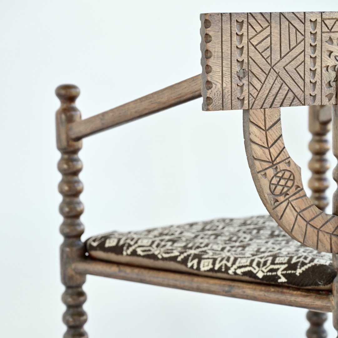 PAIR OF CARVED NORDIC MONK CHAIRS