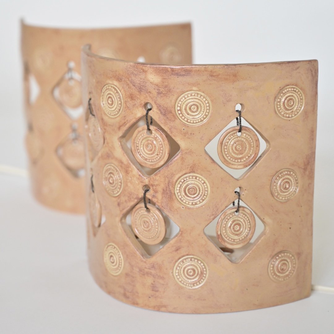 PAIR OF DECORATIVE CERAMIC SCONCES