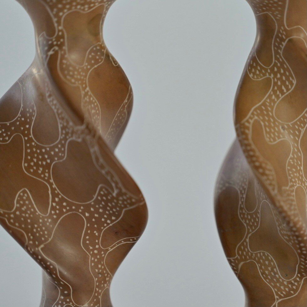 HAND CARVED SOAPSTONE CANDLE HOLDERS