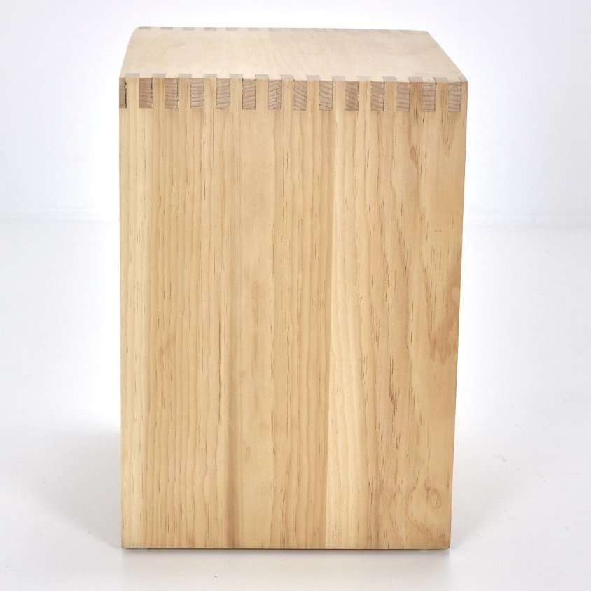 PAIR OF SOLID PINE RECTILINEAR SIDE TABLES / STOOLS
