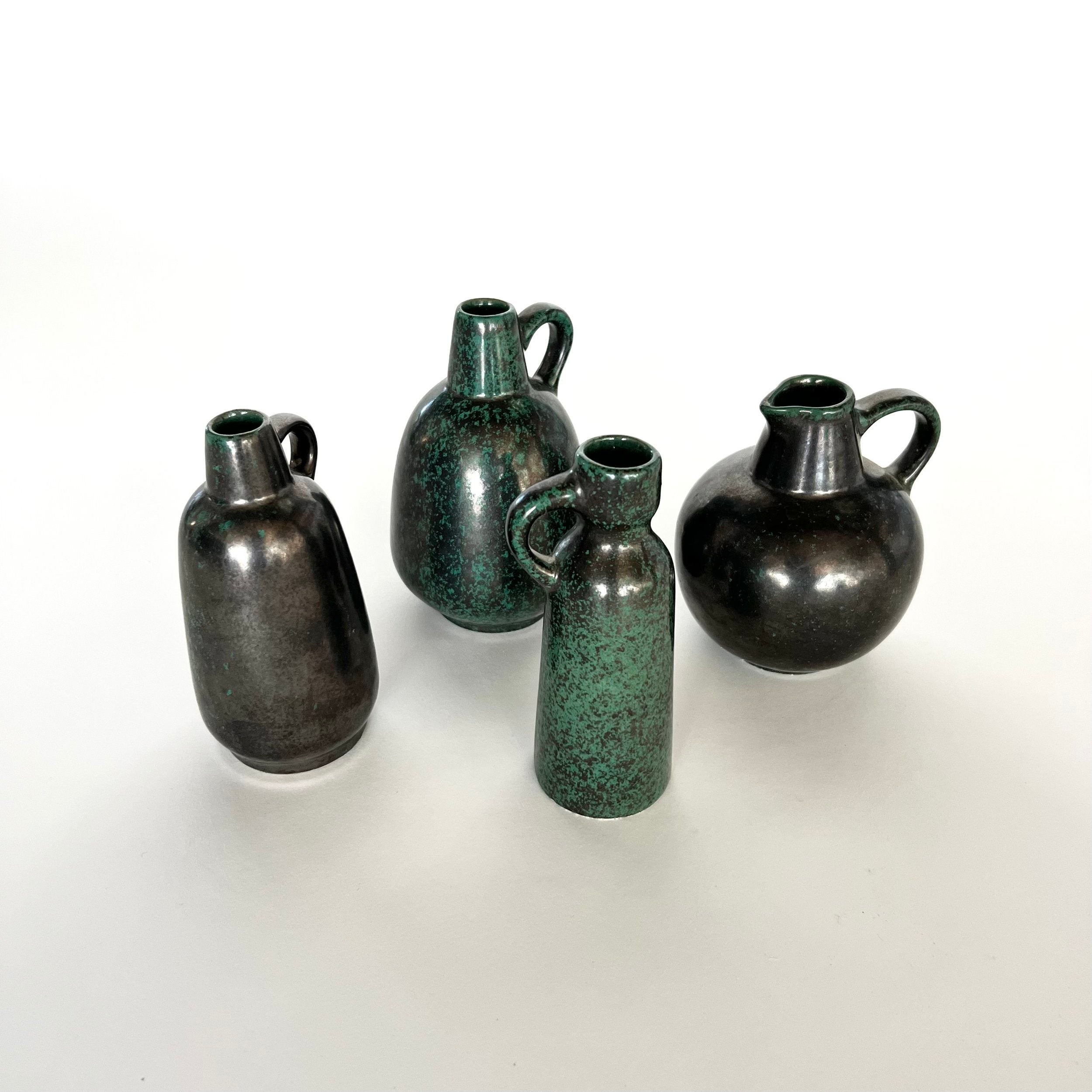 COLLECTION OF PETITE "VERDIGRIS" VASES