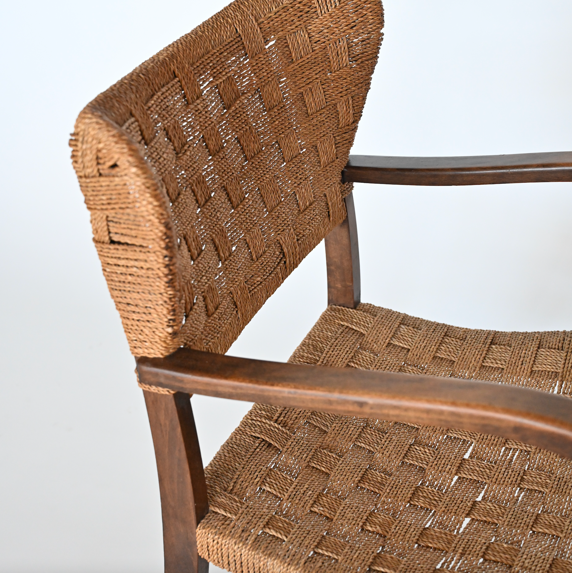 WOVEN ROPE AND BENTWOOD ARMCHAIR