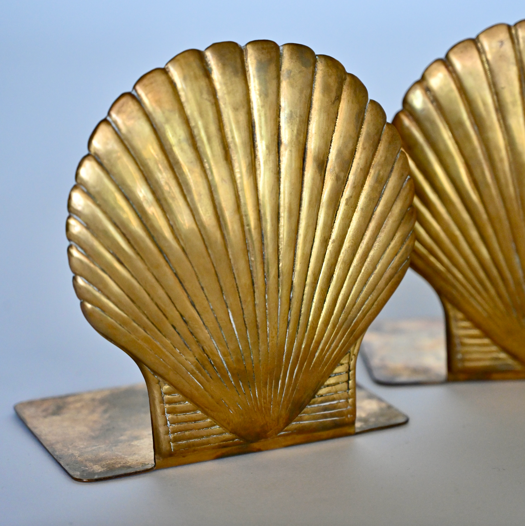 BRASS SHELL BOOKENDS