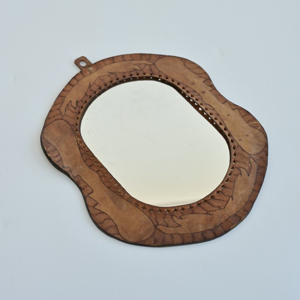 TOOLED LEATHER MIRROR