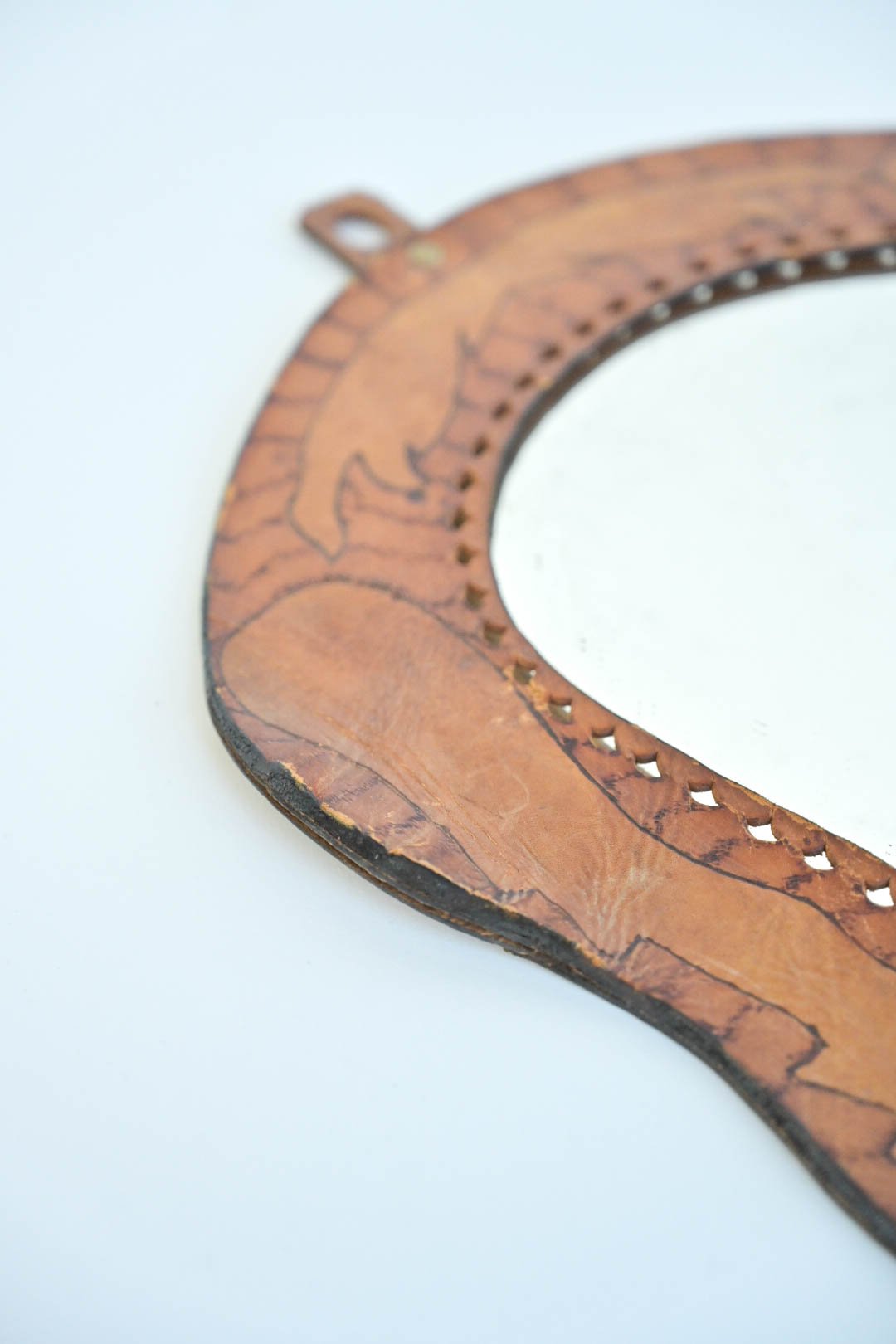 TOOLED LEATHER MIRROR