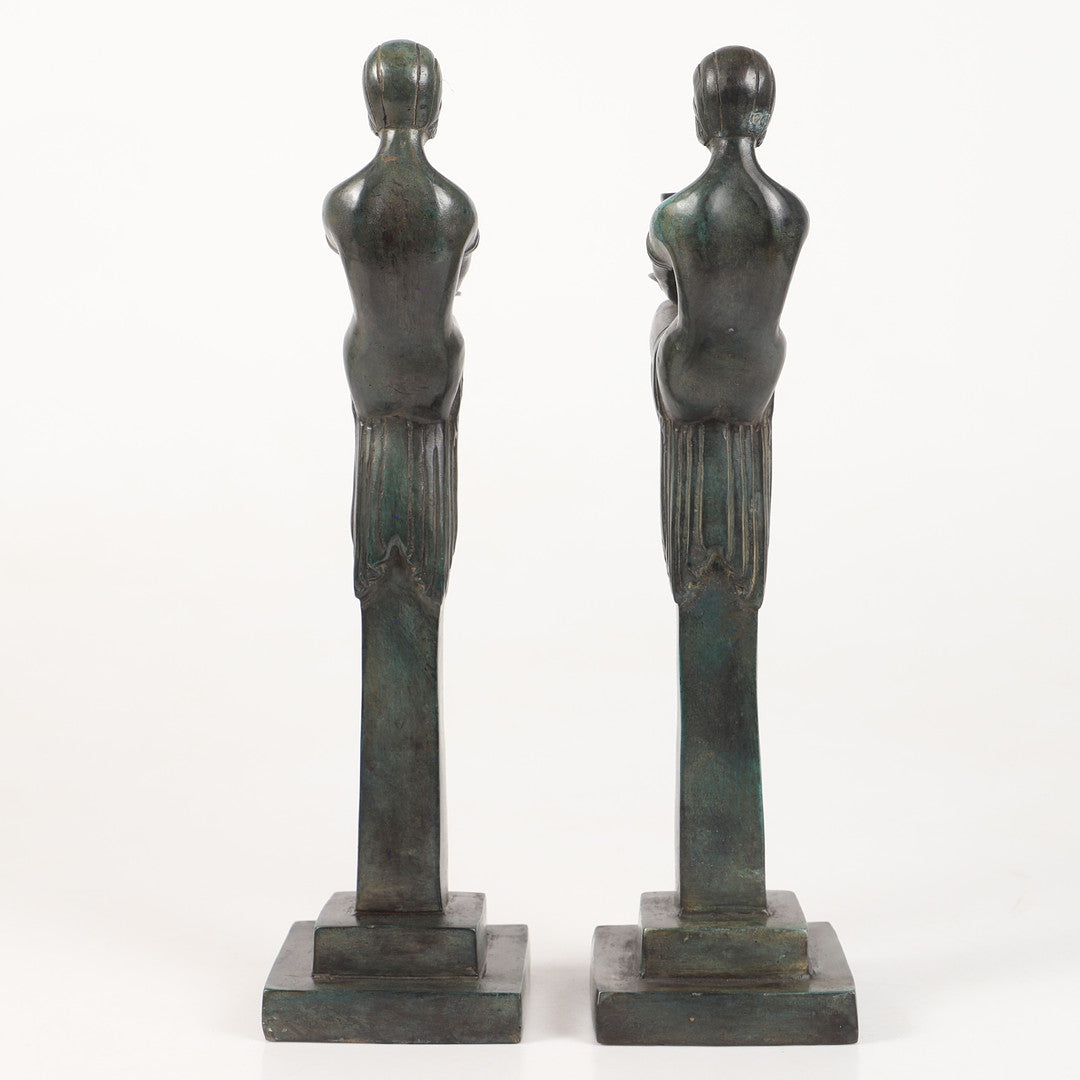 ART DECO FEMALE FIGURE CANDLE HOLDERS