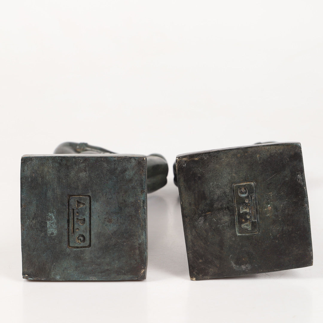 ART DECO FEMALE FIGURE CANDLE HOLDERS