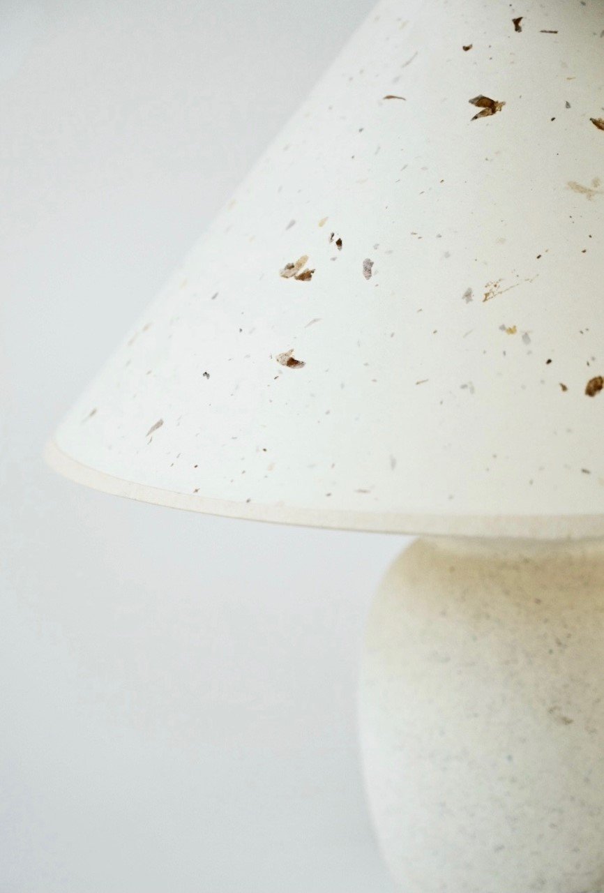 VINTAGE CERAMIC LAMP WITH PAPER SHADE