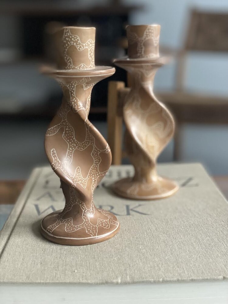 HAND CARVED SOAPSTONE CANDLE HOLDERS