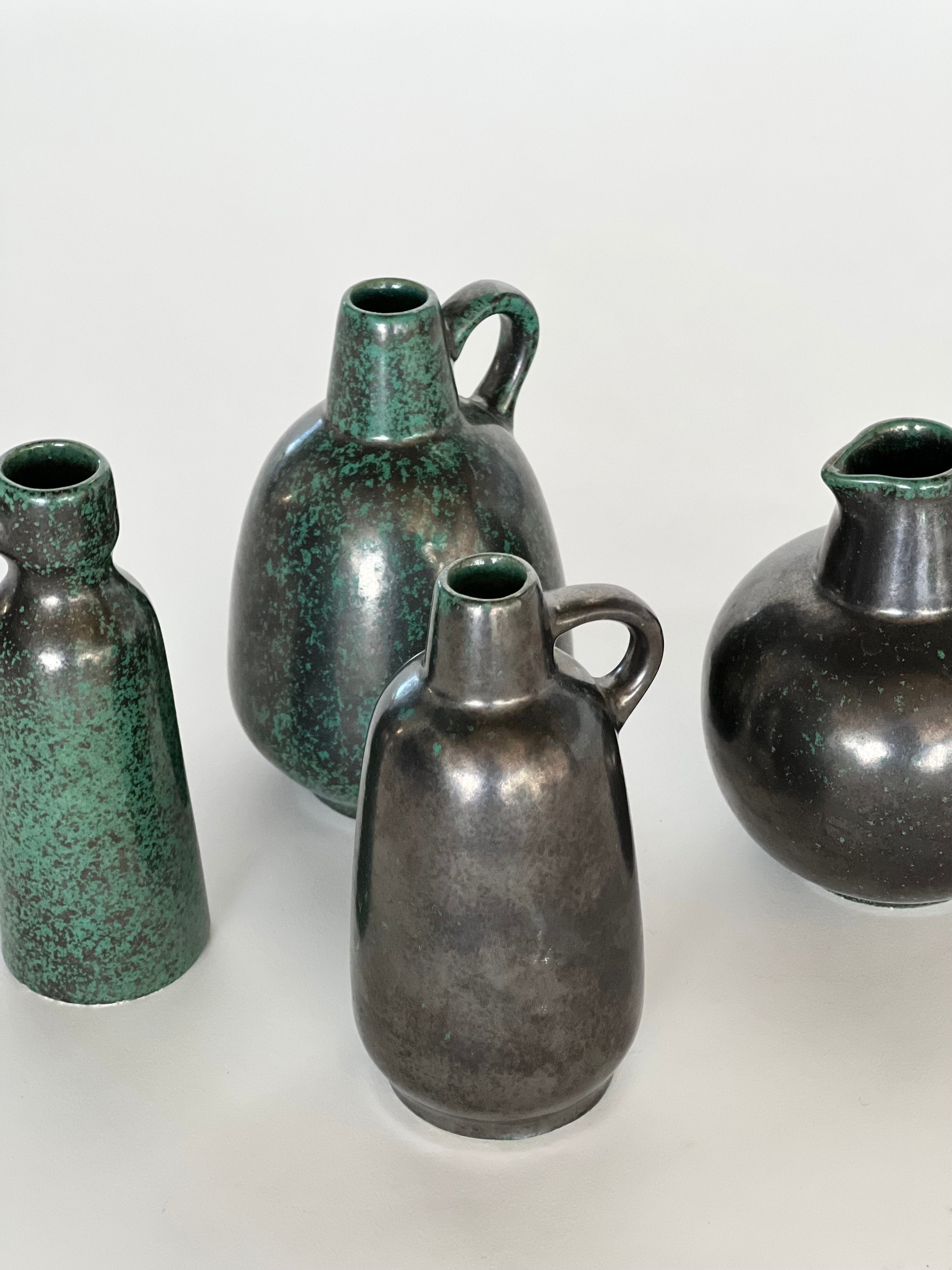 COLLECTION OF PETITE "VERDIGRIS" VASES