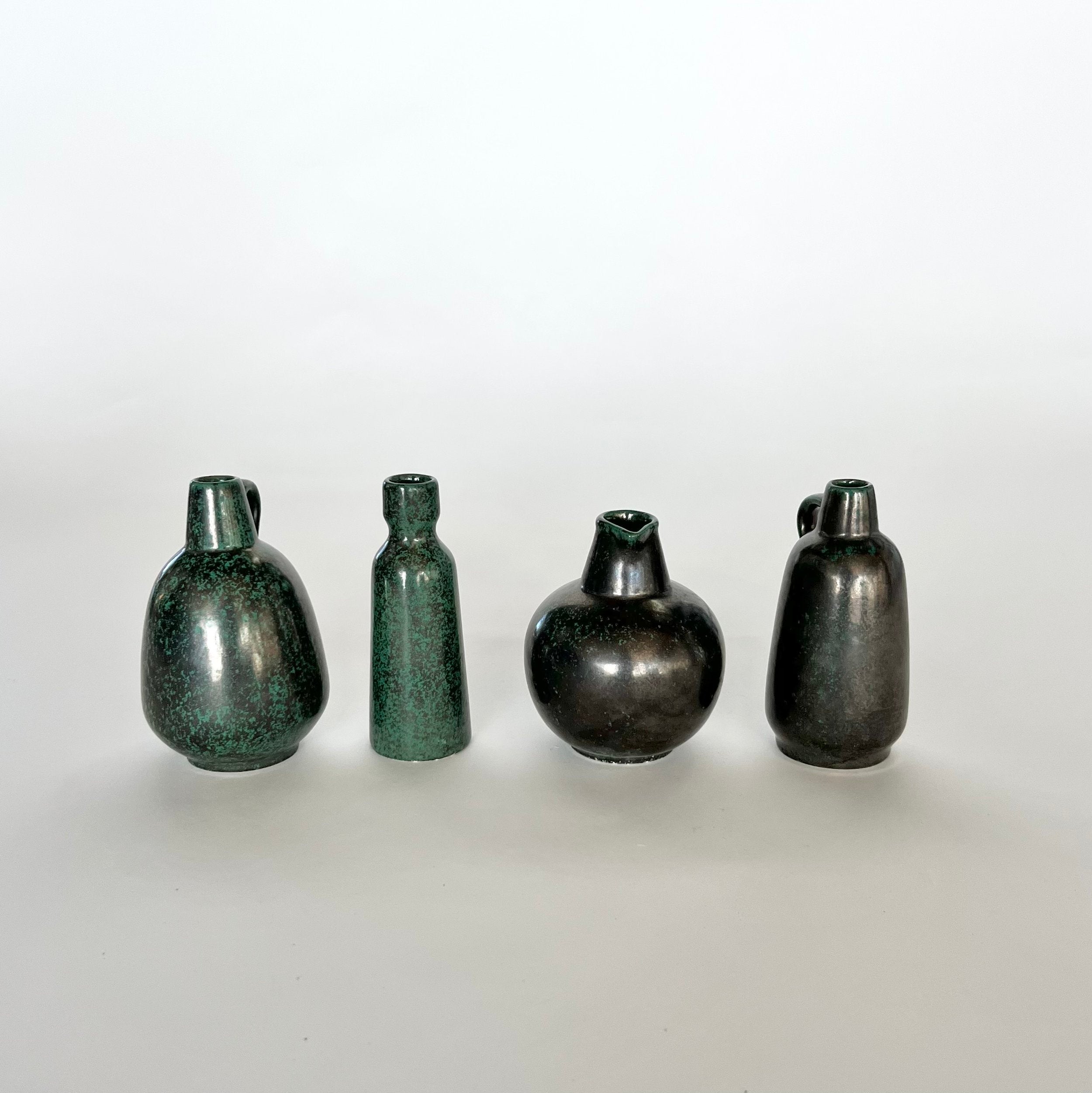 COLLECTION OF PETITE "VERDIGRIS" VASES