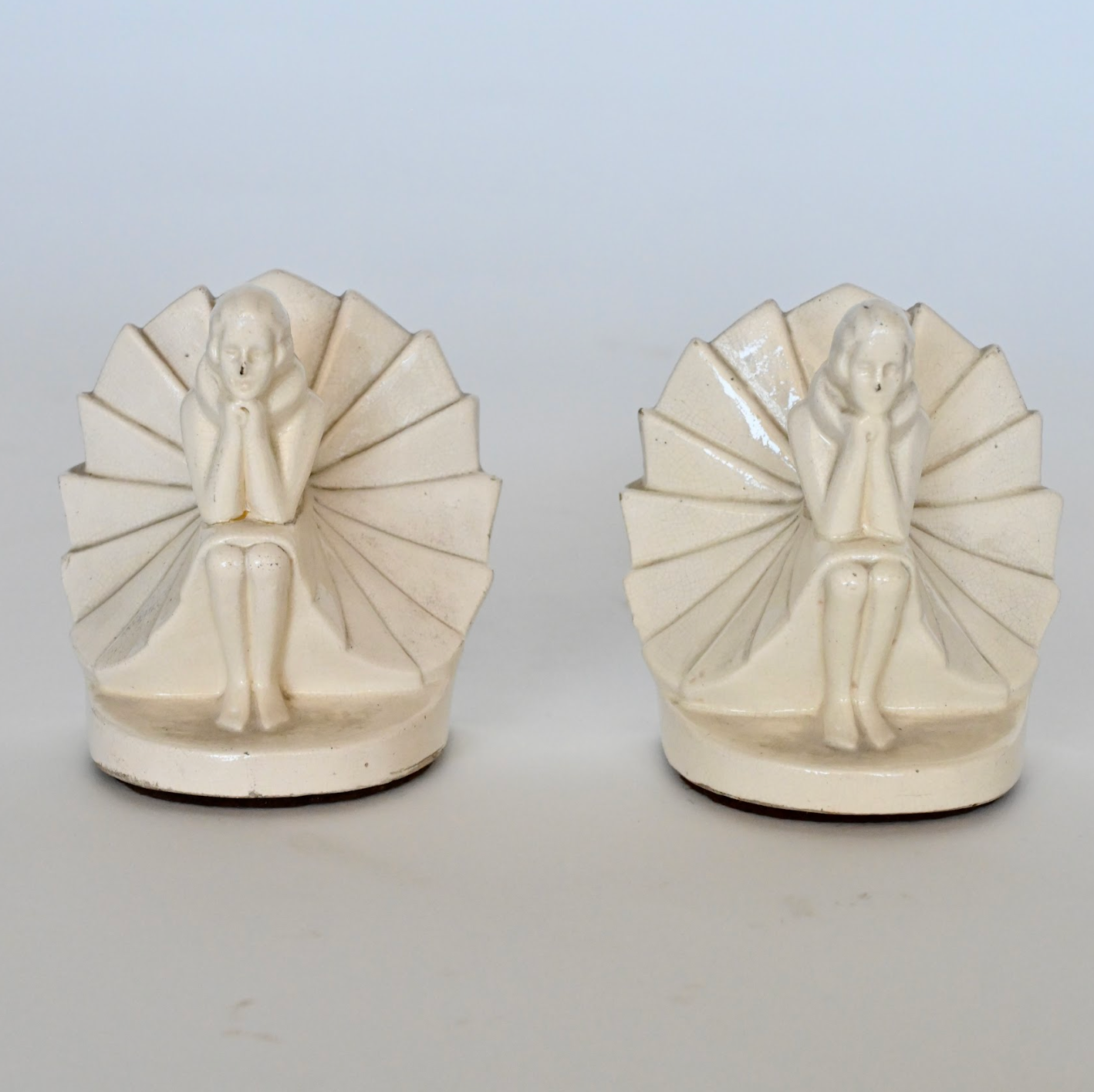 ART DECO CRAQUELÉ BOOKENDS