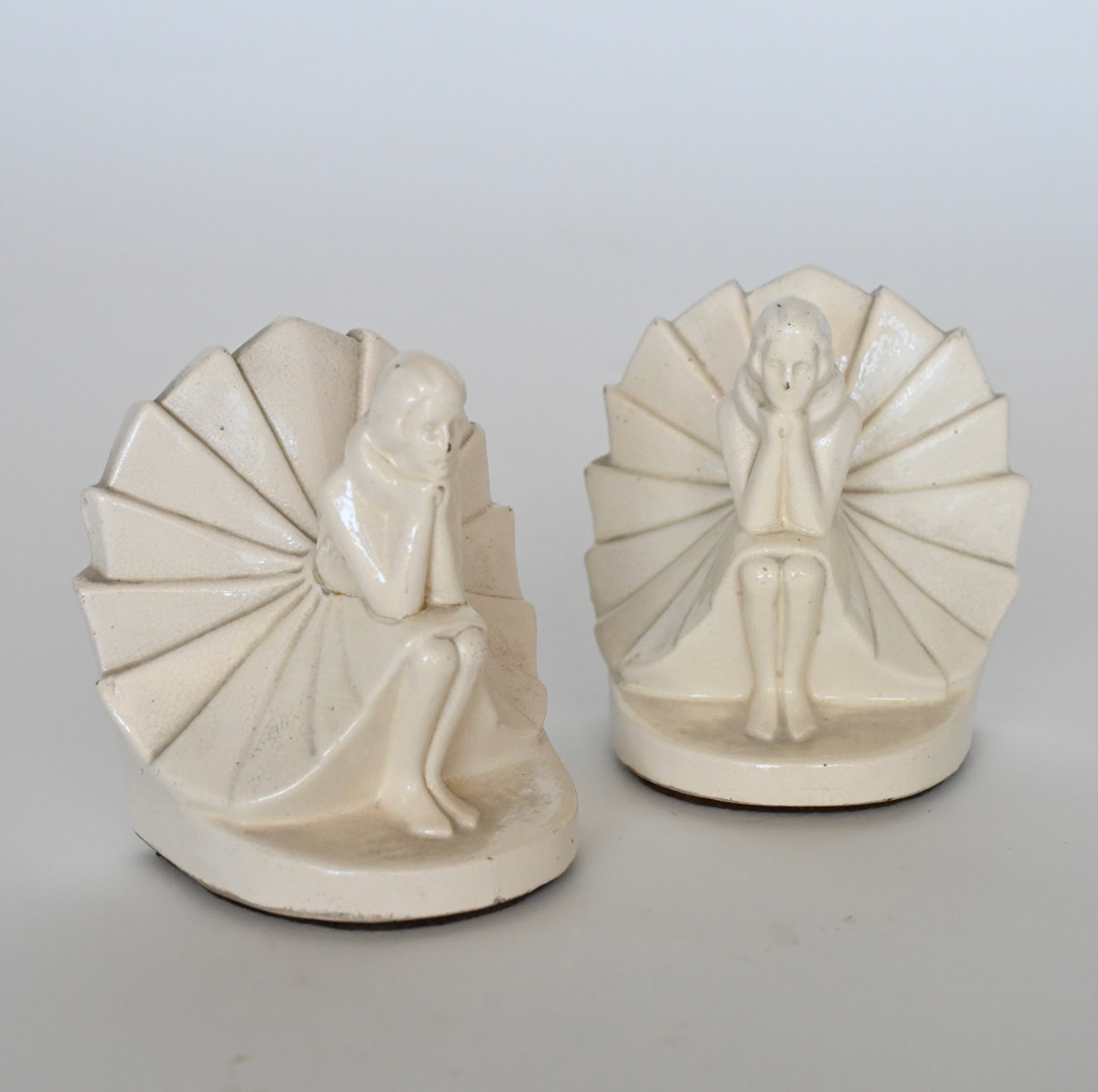 ART DECO CRAQUELÉ BOOKENDS