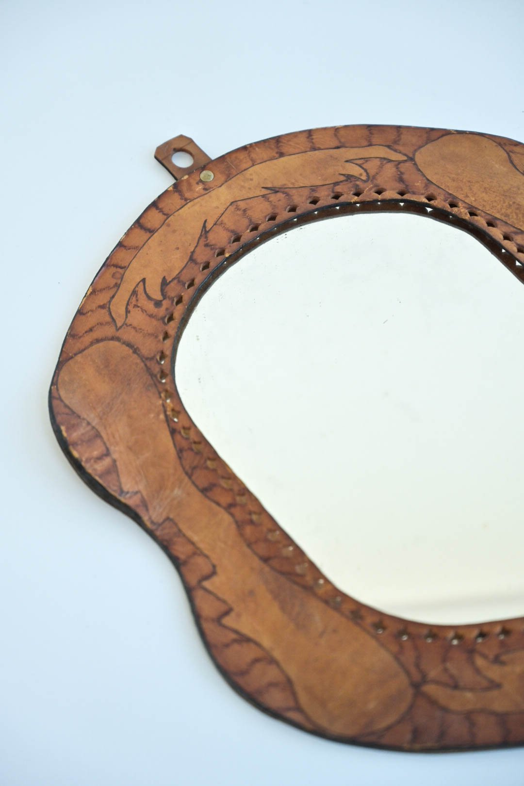 TOOLED LEATHER MIRROR