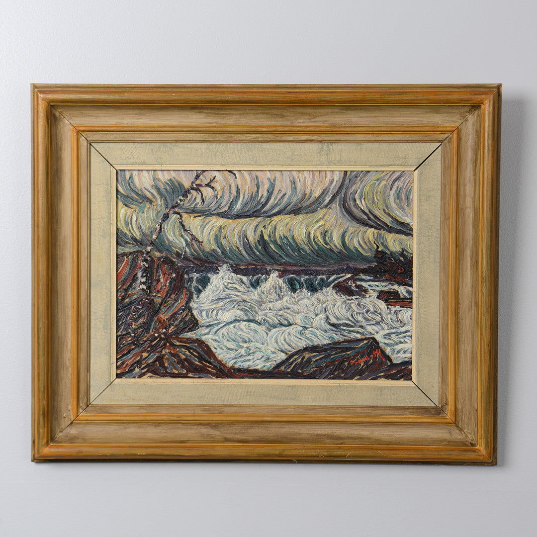 VIEW OF STORMY SEA BAY BY OIDENTIFIERAD KONSTNÄR