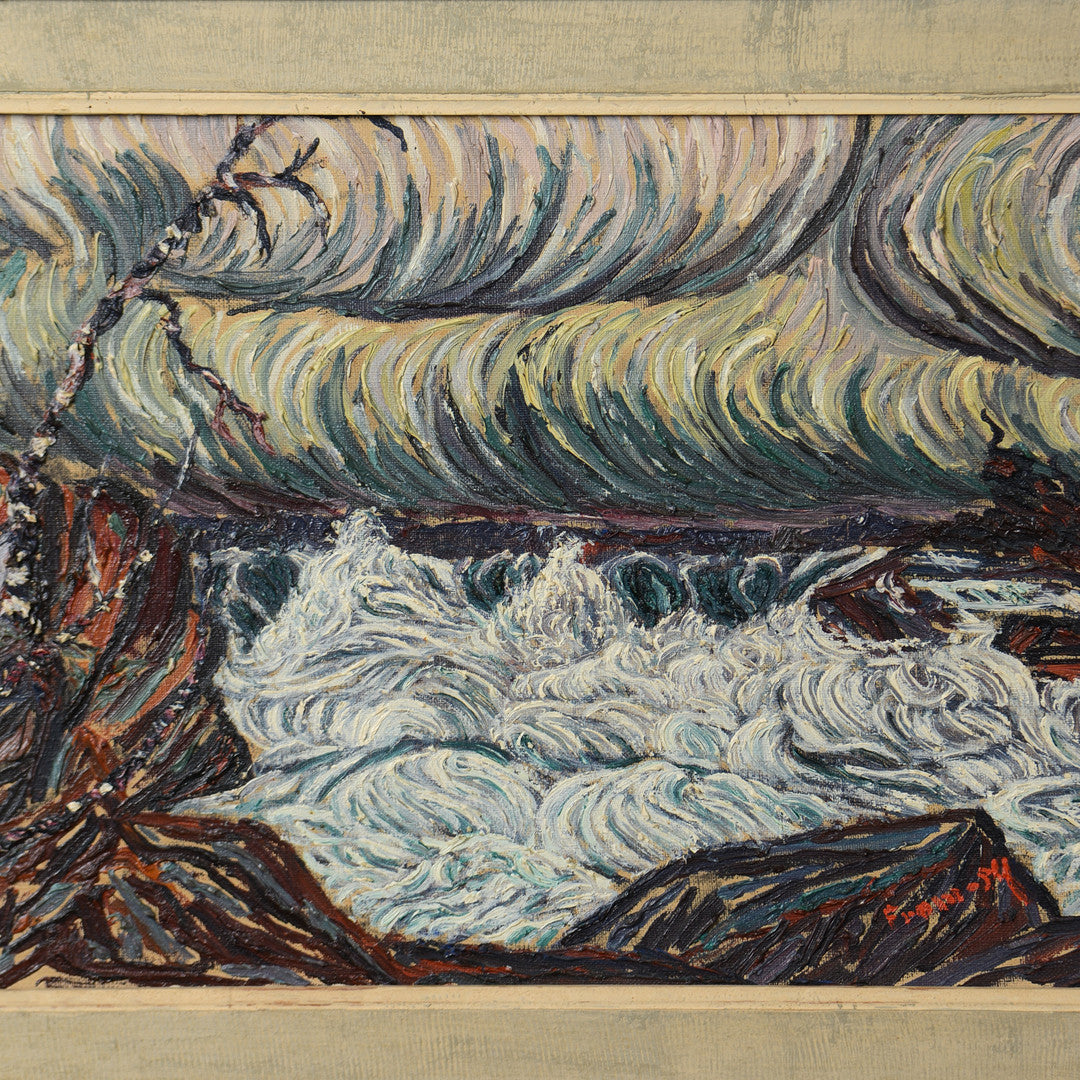VIEW OF STORMY SEA BAY BY OIDENTIFIERAD KONSTNÄR