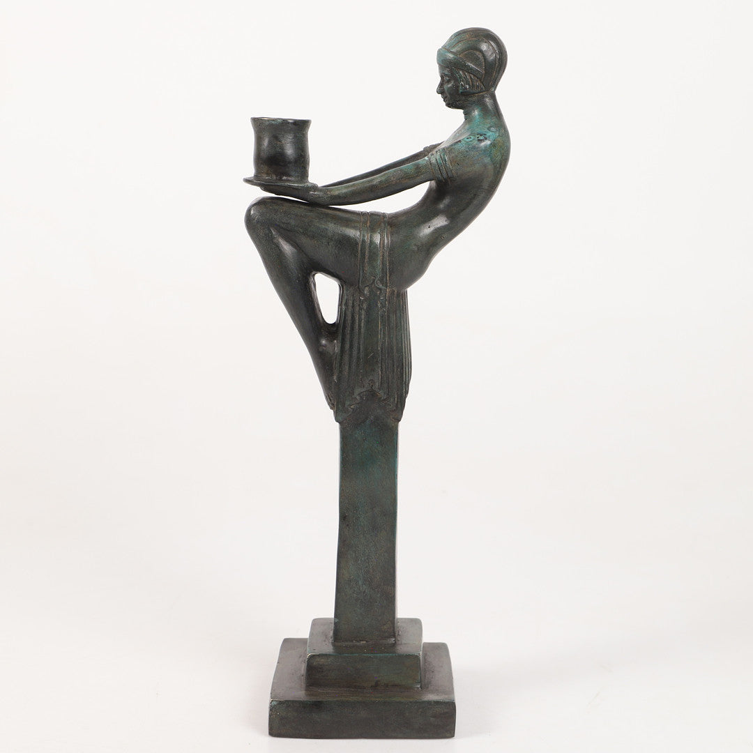 ART DECO FEMALE FIGURE CANDLE HOLDERS